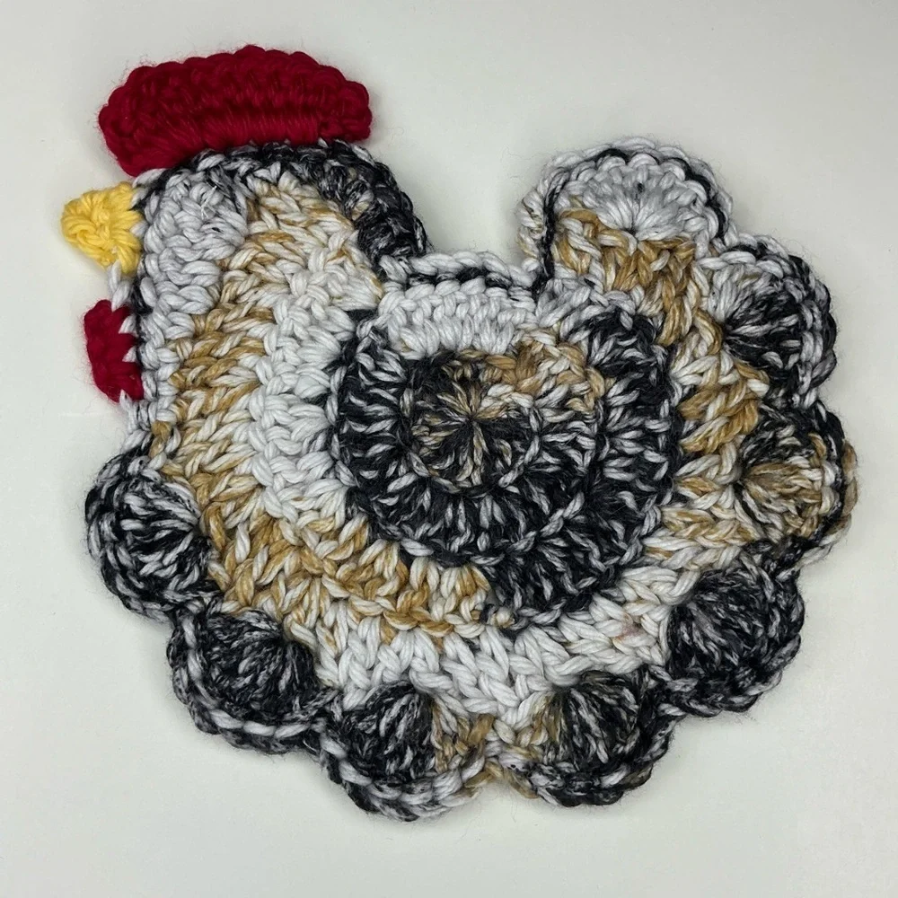 Chicken Cup Mug Coasters Set of‎ 4 Handcrafted Crochet by Seller Cotton